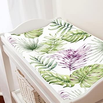 Carousel Designs Purple Painted Tropical Changing Pad Cover - Organic 100% Cotton Change Pad Cover - Made in The USA