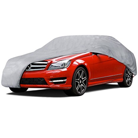 Motor Trend OC-343 Auto Armor All Weather Universal Fit Car Cover with Lock-UV, Water Proof, Gray, Fits up to 190-Inch