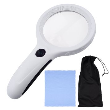 KARE AND KIND 8 LED Illuminated Handheld Magnifier，Ergonomic Design Handle. Reading Magnifying, Great for Senior Reading, and Hobby,Jewelry Loupe (2.5x90mm; 8x22mm)