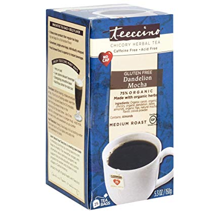 Teeccino Dandelion Tea – Mocha - Roasted Herbal Tea | Organic Dandelion Root | Prebiotic | Caffeine Free | Gluten Free | Acid Free | Coffee Alternative, 25 Tea Bags