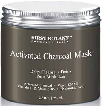 The BEST Charcoal Creme Mask 8.8 fl. oz.- Best for Facial Treatment, Minimizes Pores & Reduces Wrinkles, Acne Scars, Blackheads & Cellulite - Safe for Use on Face & Body