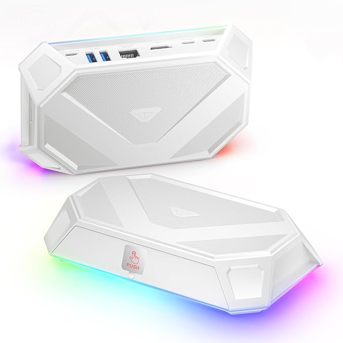 JSAUX RGB Docking Station for Steam Deck(OLED)/ROG Ally/Legion Go, 8-in-1 Steam Deck Dock with 4K@60Hz HDMI, Gigabit Ethernet, USB-C 3.0, Dual USB-A 3.0, USB 2.0 and 100W USB-C Charging-HB0801(White)