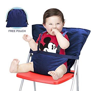 Baby High Chair Harness, Portable Infant Toddler Highchair Seat Safety Belt Cover Bag, with Adjustable Shoulder Straps by boulou, Dark Blue