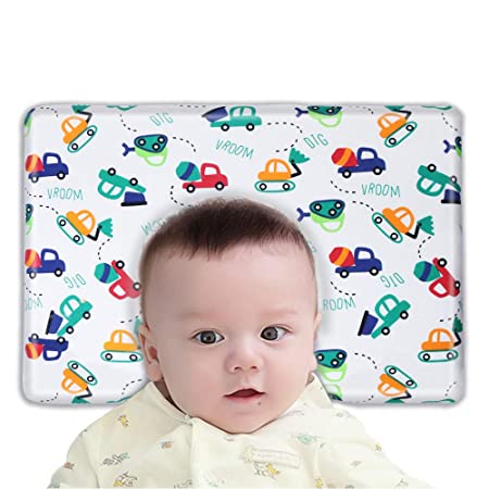 RELIGES Baby Pillow Memory Foam-Cover with 100% Cotton-Protection for Flat Head Syndrome Breathable Anti Roll Pillow
