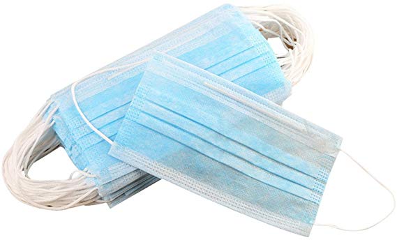 50Pcs 3-Ply Disposable Mask, Breathable Non-Woven Mask, Dust Mask, Earloop Anti-dust Medical Surgical Dental Flu Procedural Masks 3 Colors (Blue)