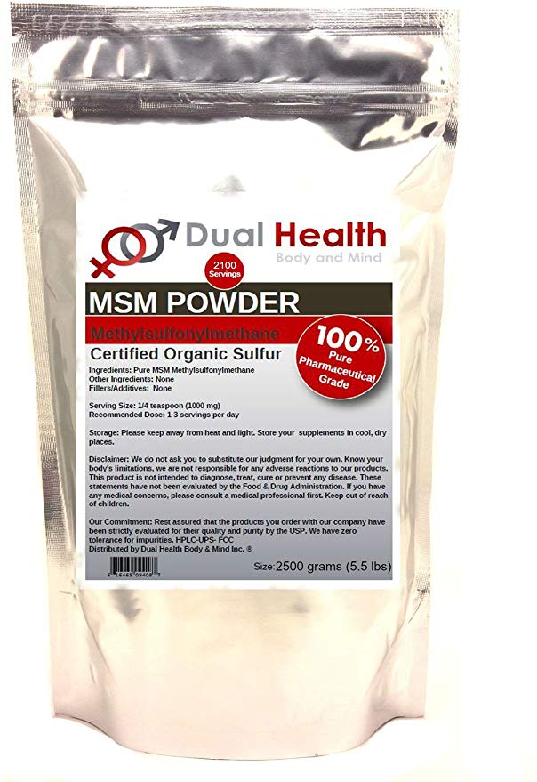 Pure MSM Methylsulfonylmethane Powder (2500g / 5.5 lb) Bulk Supplements