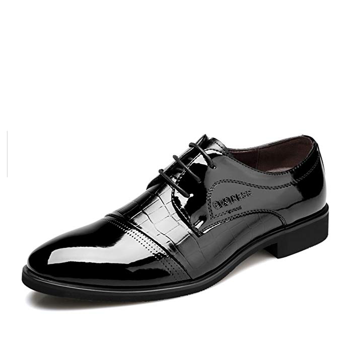 OUOUVALLEY Lace Up Patent Leather Oxford Dress Shoes Formal Wedding Shoes 8015