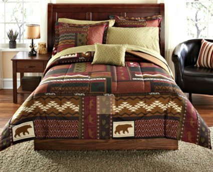 Southwest Cabin Bear King Comforter Set (8 Piece Bed In A Bag)
