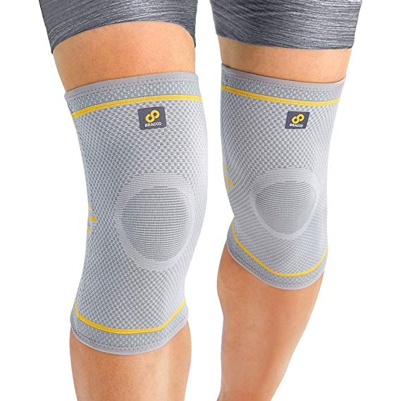 Bracoo KE91 Knee Sleeves, Lightweight & Breathable Support for All Day Wear (Pair) – Anti-Slip Lining, Lateral Rods, Dynamic Compression Relieve Joint Pain, Arthritic Pain & Inflammation – Small