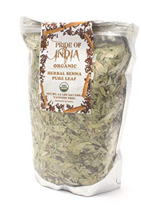 Pride Of India - Organic Senna Herbal Tea Leaf Whole, 3.53 oz (100gm)