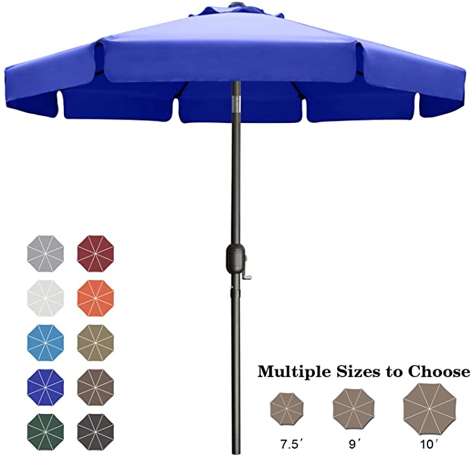 ABCCANOPY 9' Outdoor Garden Table Umbrella Patio Umbrella Market Umbrella with Push Button Tilt for Garden, Deck, Backyard and Pool, 8 Ribs 13 Colors,Blue