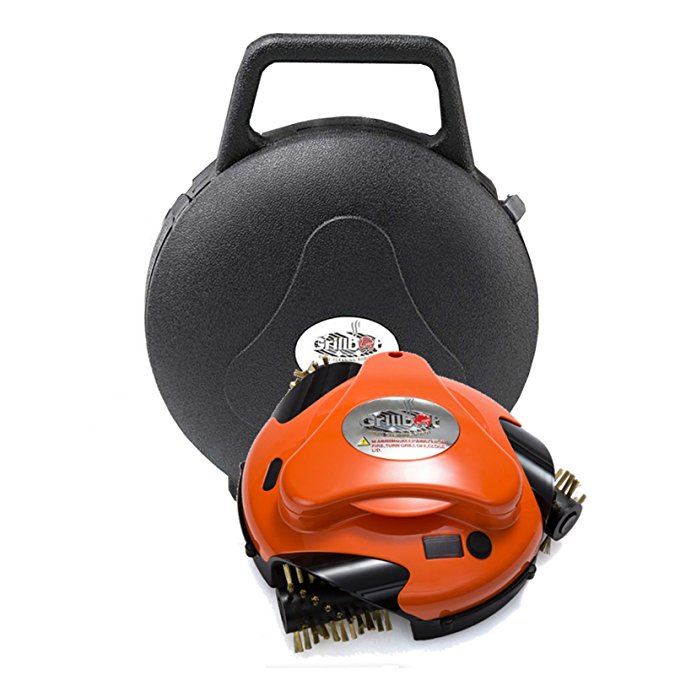 Grillbot Automatic Grill Scrubber and Cleaner with Protective Carrying Case, includes pre-installed Brass Brushes (Orange)