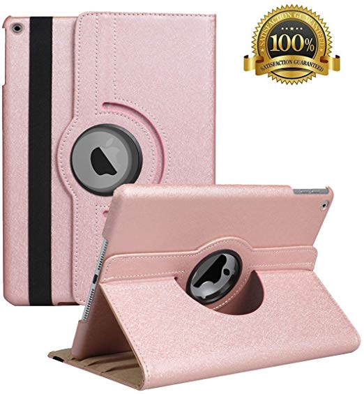 New iPad 7th Generation 10.2 Inch 2019 Case - 360 Degree Rotating Stand Smart Cover Case with Auto Sleep Wake for Apple iPad 10.2" 2019 (Rose Gold)