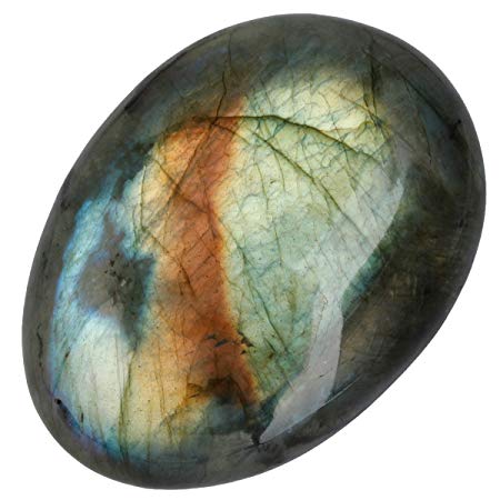 rockcloud Irregular Polished Labradorite Palm Stones Worry Stones Pebble Healing Crystal with Velvet Bag