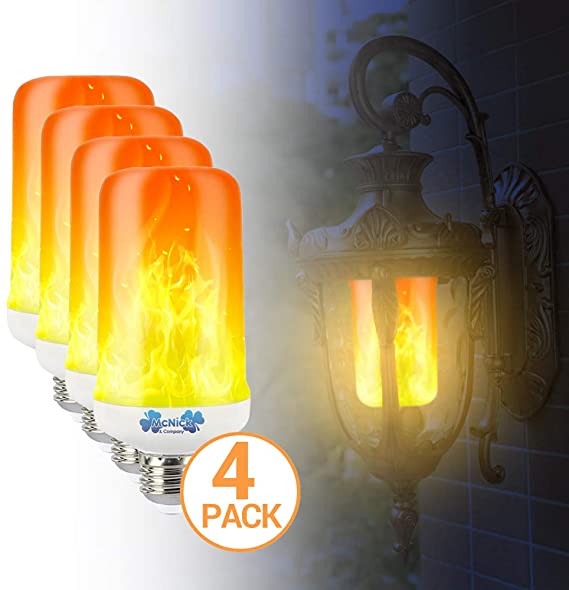 4 Pack Outdoor Flickering Bulb - LED Flame Light Bulbs Outdoor & Indoor - Light Bulbs That Look Like Gas Flames Outdoor