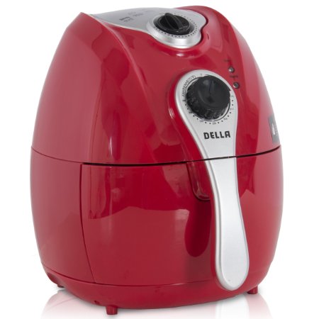 DELLA© Electric Air Fryer w/ Temperature Control, Detachable Basket Handle - Red, 1500W