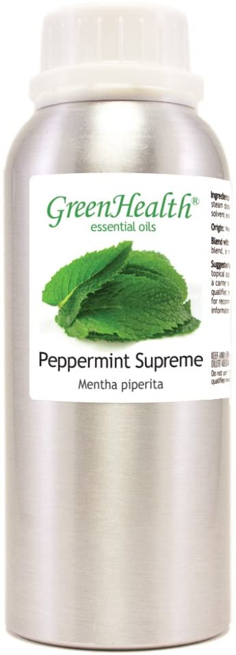 Peppermint Essential Oil (Mentha Piperita) Oil – 8 fl oz (237 ml) Aluminum Bottle w/ Plug Cap – 100% Pure Essential Oil – GreenHealth