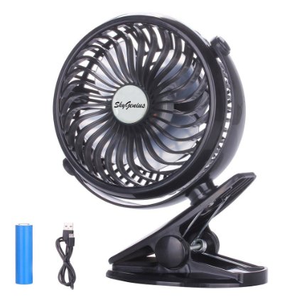 Battery Operated Clip on Fan for Baby Pram Stroller Car Back Seat Holiday Travel Outdoor Camping,Small Personal Portable Fan Mini Desk Table PC Laptop Fan Powered by Rechargeable 2200mAH Battery & USB (USB Fan)