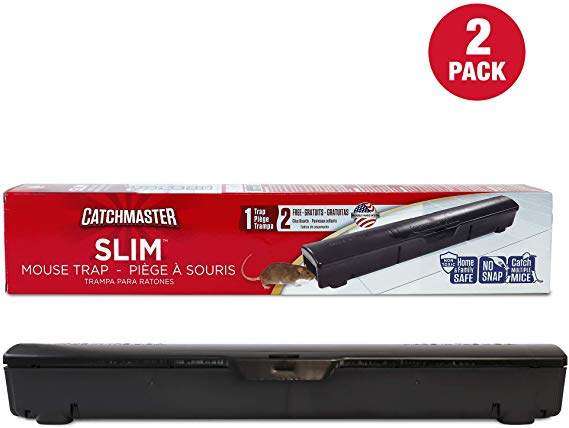 Catchmaster Multi-Catch Indoor/Outdoor Slim Mouse Trap - with Glue Board - Pack of 2 Traps