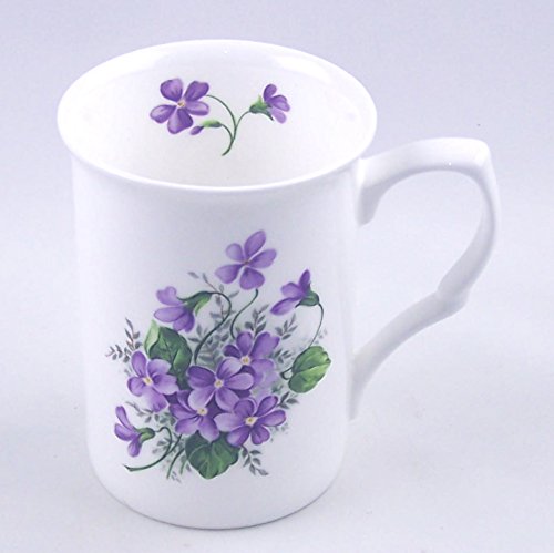 Fine English Bone China Mug - Wild Violet Spray - Adderley, England
