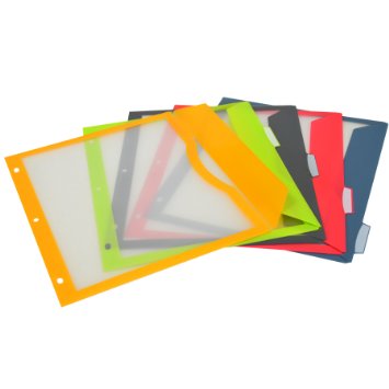 C-Line 5-Tab Binder Pockets with Write-On Index Tabs, Assorted Colors, 8.5 x 11 Inches, 5 Pockets per Set (06650)
