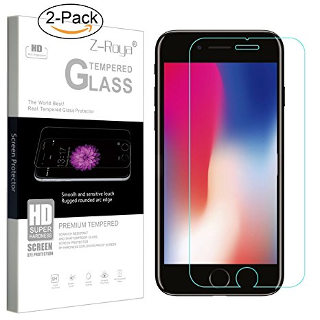 iPhone 8 Screen Protector Glass, Z-Roya 2 Pack Tempered Glass Screen Protector For Apple iPhone 8 4.7 inch [3D Touch Compatible] 0.2mm Screen Protection Case Fit 99% Touch Accurate - Clear