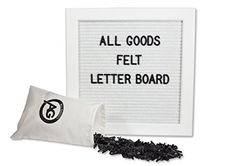 Felt Letter Board | 10x10 Inch White Oak Frame & White Felt | 298 Changeable Letters and BONUS Drawstring Canvas Pouch