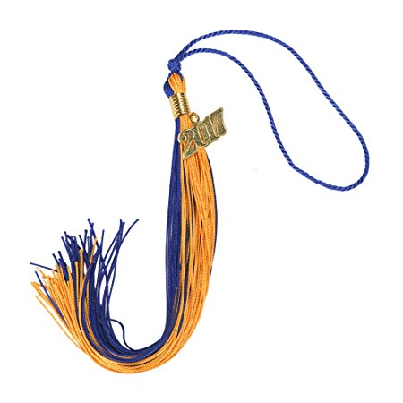 Two-Colored Graduation Tassel with Gold 2017 Year Charm 9-inch by YesGraduation (Royal Blue/Gold)