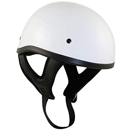 Outlaw T68 DOT White Glossy Motorcycle Skull Cap Half Helmet - Medium