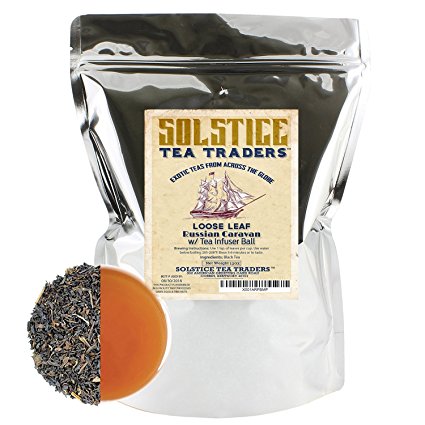 Russian Caravan Loose Leaf Tea (12 ounces Bulk Bag); Includes Tea Infuser Ball, Specialty Hand-Blended Tea from Oolong, Assam, and Lapsang Souchong; Makes 140  Cups of Tea