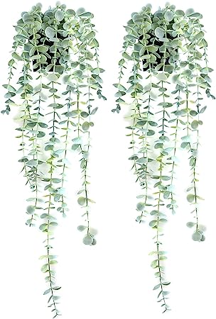 BACAMA Hanging Plants Artificial Decor Fake Potted Trailing Vines Lifelike Greenery for New Home Decoration 2PCS Bright Green
