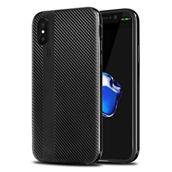 iPhone X Case, Willnorn iPhone 10 Case Cover with Resilient Shock Absorption and Carbon Fiber Design for iPhone X -Black