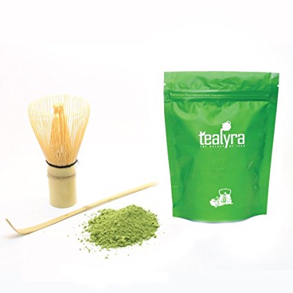 Tealyra - Premium - 100-gram - Izu Japanese Matcha Green Tea - Matcha Bamboo Whisk 100 Prong and Scoop - Ceremony Matcha Start Up Set - Japanese Matcha Accessories - 3 Piece Kit