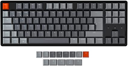 Keychron K8 Wireless Bluetooth/USB Wired Mechanical Keyboard, Hot-swappable Tenkeyless 87 Keys ISO-UK-Layout RGB LED Backlit Gateron Red Switch N-Key Rollover, Aluminum Frame for Mac and Windows