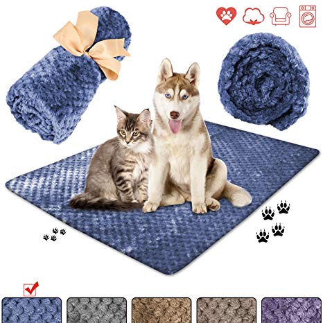 wonlex Super Soft and Fluffy Pet Blanket, Reversible Microplush Blankets for Dog Cat Puppy Kitten, Snuggle Blanket for Couch, Car, Trunk, Cage, Kennel, Dog House 50"x40"