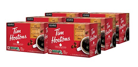 Tim Hortons Colombian Single-Serve Coffee Cups, 72-Count (6 Boxes of 12Ct K-Cups)