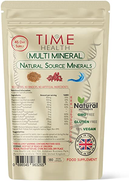 Daily Multi Mineral - Natural Source & Plant Based - Contains Ionic and Trace Minerals - Zero Additives - UK Manufactured - Pullulan (180 Capsule Pouch)