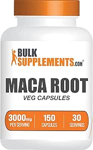 BulkSupplements.com Maca Root Capsules - Maca Supplement, Maca Root Extract 3000mg - Superfood Supplement, Vegan & Gluten Free, 5 Capsules per Serving, 150 Capsules (Pack of 1)