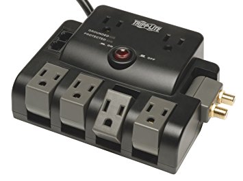 Tripp Lite 6 Outlet (4 Rotatable, 2 Fixed) Surge Protector 6 ft Cord 1440 Joules Tel/Coax & $150K INSURANCE (TLP606RNET)