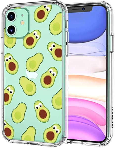 MOSNOVO iPhone 11 Case, Avocado Pattern Clear Design Transparent Plastic Hard Back Case with TPU Bumper Protective Case Cover for Apple iPhone 11 (2019)