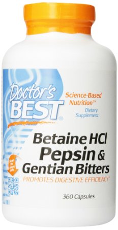 Doctors Best Betaine HCI Pepsin and Gentian Bitters Capsules 360 Count