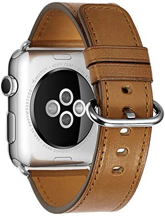iStrap Compatible/Replacement for Apple Watch Band 38mm 42mm 40mm 44mm Leather Wristband Strap for iwatch Series 5 Series 4&3&2&1