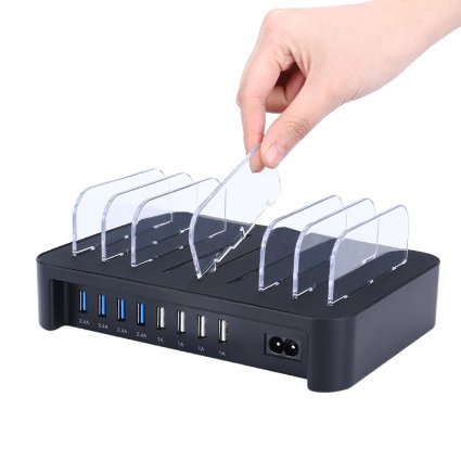 [2016 Newest Version] Charging Station, NexGadget Detachable Universal 8-Port USB Charging Station [50W/2.4A Max Charging Dock] Desktop Charging Stand Organizer For Smartphone Tablet And More