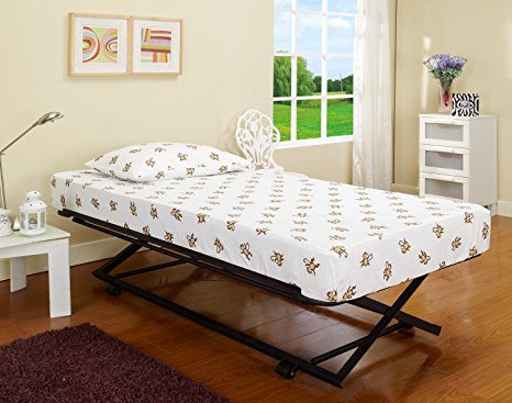 39''/ Twin Size Black Metal Pop Up Trundle For Daybeds