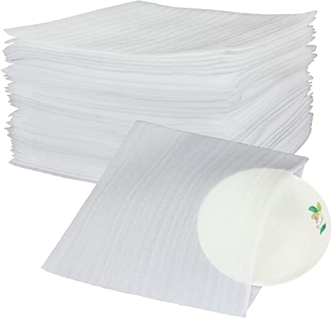 LANIAKEA 50 Pack Foam Wrap Pouches 9.5"x9.5"Cushion Pouches Packing Cushioning Supplies for Dishes Glasses Cups Plates and Fragile Items
