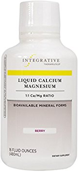 Integrative Therapeutics - Liquid Calcium/Magnesium, 1:1 Ca/Mg Ratio - Bioavailable Mineral Forms - Berry Flavor - 16 fl oz