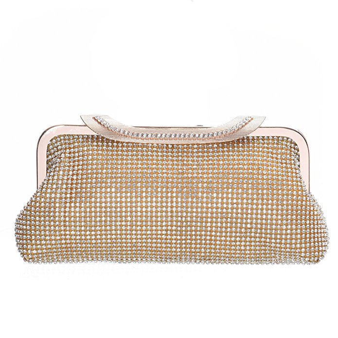 Womens Evening Bag with Rhinestones Crystal Clutch Shoulder Bag for Wedding and Party