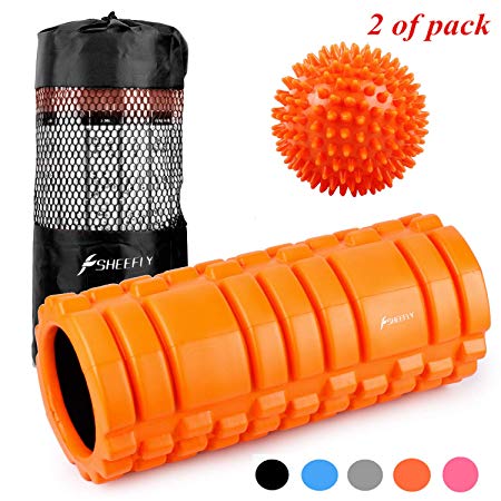 SHEEFLY Foam Roller for Muscle Massage with Spiky Massage Ball - 13" X 5.5" Trigger Point for Rehabilitation,Physical Therapy, Pain Relief,Myofascial Release,Balance Exercise(Orange)