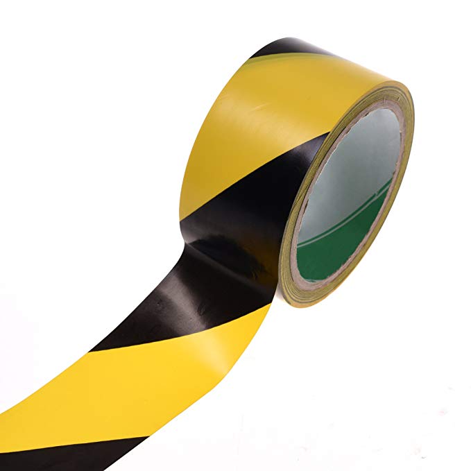 Cosmos Adhesive Black and Yellow Color Hazard Warning Safety Stripe Tape, 1-7/8" x 59ft