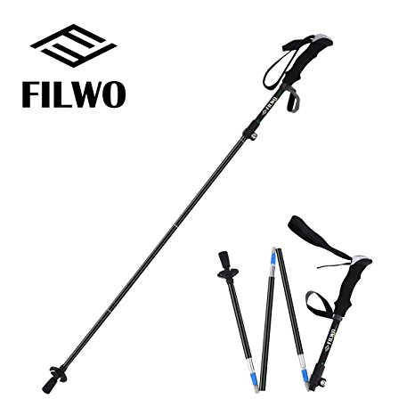 Trekking Poles, FILWO Hiking Poles Folding Adjustable Mountain Lightweight Telescopic Straight Handle Duralumin 7075 Anti Shock Non Slip 1   4 Sections Collapsible Walking Poles (Blue/Red/Green/1 piece/2 pieces)